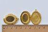 Brass Cross Oval Flat Photo Locket Pendants 22x29mm