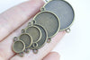 Antique Bronze Round Cameo Base Setting Connector Set of 10
