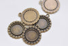 Antique Bronze/Silver Flower Round Base Settings Match 12mm Cabochon