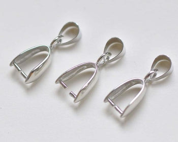 18 KGP Large Pinch Bails Pendant Platinum Clasps 10x21mm Set of 10