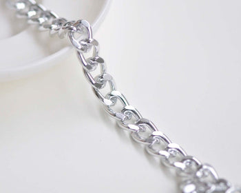 6.6 ft (2m) Silver Tone Aluminium Thick Curb Chain Unsoldered Links A4100