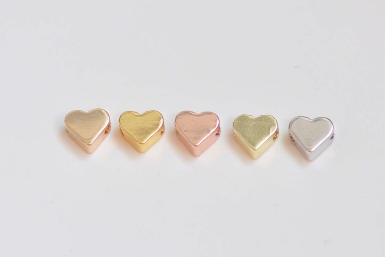 Anti Tarnish Tiny Blank Heart Spacer Beads 6x7mm Set of 10