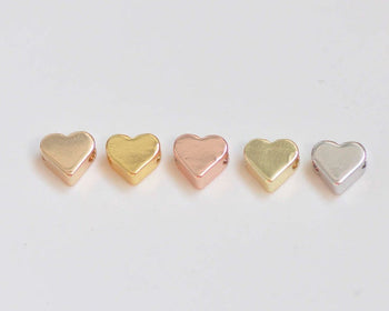 Anti Tarnish Tiny Blank Heart Spacer Beads 6x7mm Set of 10