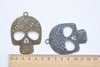 2 pcs Filigree Flower Skull Pendants Charms Large Size 49x66mm