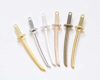 Japanese Blade Katana Sword Charms 8x50mm Set of 10