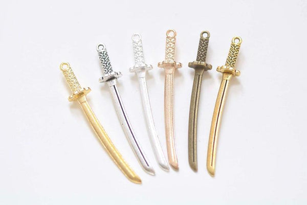 Japanese Blade Katana Sword Charms 8x50mm Set of 10