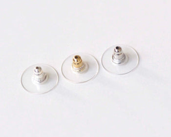 Brass Silicon Comfort Disc Earring Backs Stoppers Silver/Gold/Platinum Set of 10