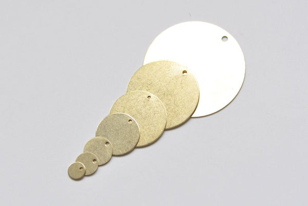 Raw Brass Flat Round Blank Disc Thick Charms 6mm-35mm