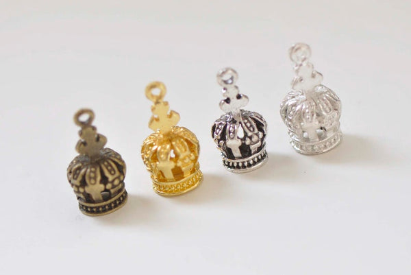 3D Crown Charms 8x17mm Antique Bronze/ Silver/Gold Set of 10