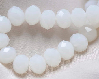 One Strand Jade White Faceted Rondelle Crystal Glass Abacus Beads 8x10mm A4615