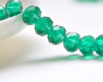 Peacock Green Faceted Rondelle Crystal Glass Abacus Beads 8x10mm