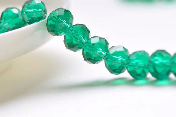 Peacock Green Faceted Rondelle Crystal Glass Abacus Beads 8x10mm