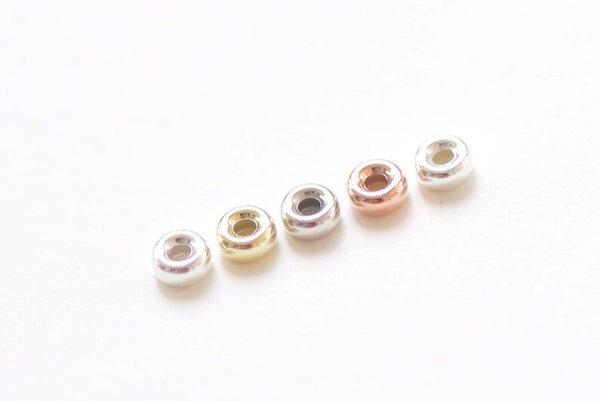 4 pcs 925 Solid Sterling Silver Rondelle Seamless Round Spacer Beads Size 3-7mm