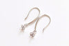 2 pcs 925 Sterling Silver Earwire Earring Components With Cap Bail Attached