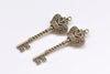 Antique Bronze/Silver/Gold Twisted Crown Key Charms 20x61mm
