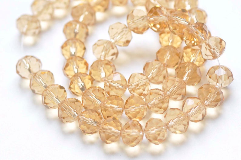 Champagne Gold Faceted Rondelle Crystal Glass Abacus Beads 8x10mm