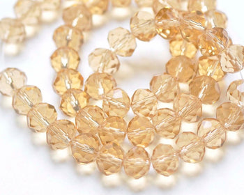 Champagne Gold Faceted Rondelle Crystal Glass Abacus Beads 8x10mm