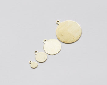 Raw Brass Flat Round Blank One Loop Disc Charms 4mm-18mm