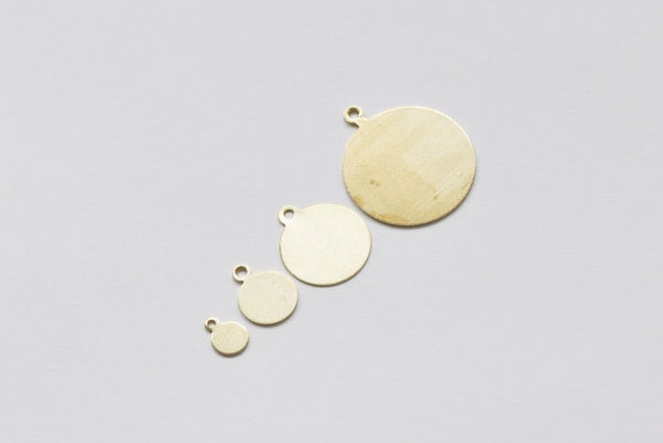 Raw Brass Flat Round Blank One Loop Disc Charms 4mm-18mm
