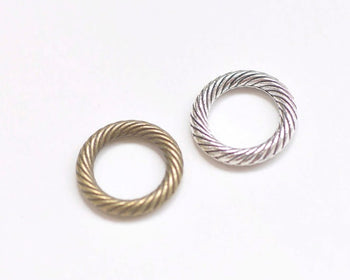 Antique Bronze/Silver Textured Coiled Ring Connectors 13mm