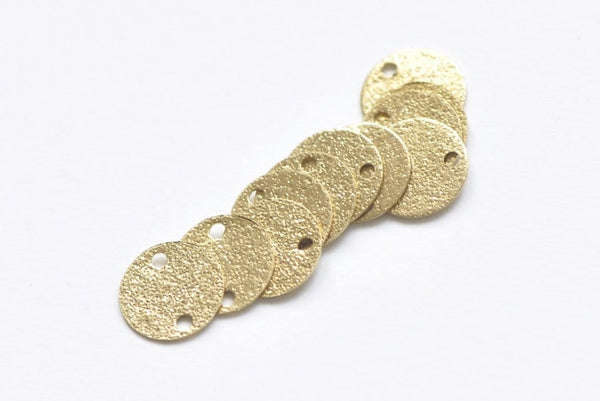 Raw Brass Stardust Textured Blank Two Holes Disc Connector 8mm/10mm/12mm Set of 30