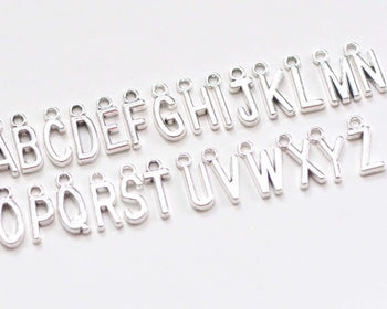 Antique Silver Small Alphabet Letter Tags Initial Charms A-Z Size 6x16mm