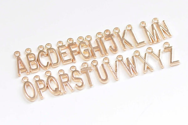 Light Gold Small Alphabet Letter Tags Initial Charms A-Z Size 6x16mm