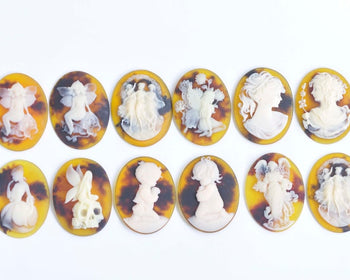 Gorgeous 1 pc Resin Angel Lady Oval Cameo Cabochon 30x40mm