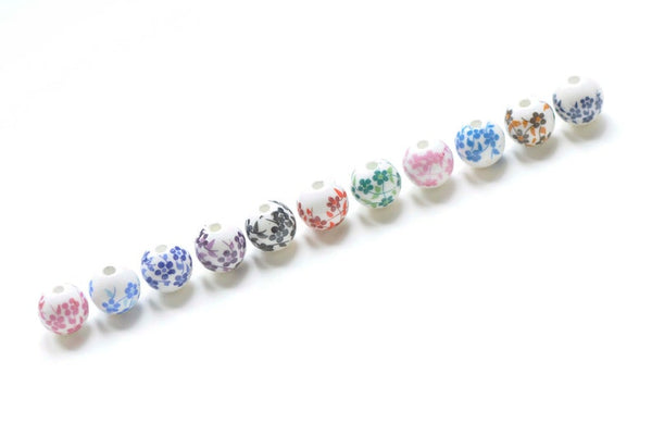 20 pcs Fancy Flower Chinese Ceramic Beads 6mm/8mm/10mm/12mm/14mm/16mm/18mm
