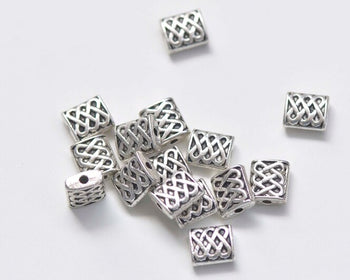 Rectangle Beads Antique Silver Rondelle Spacer Beads Charms 8x10mm