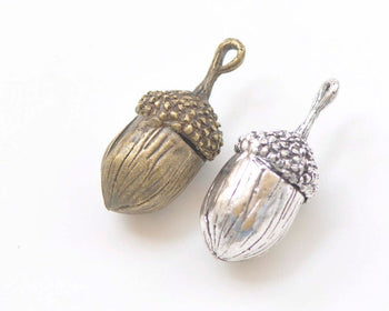 Antique Bronze/Silver Large Acorn Charm Pendants 19x41mm