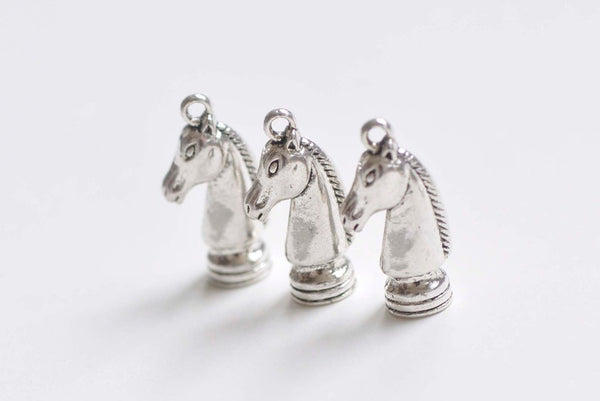 Antique Silver CHESS KNIGHT Horse Pendant Tassel Caps