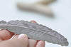 6 pcs of Shiny Silver Color Brass Feather Huge Size 24x110mm