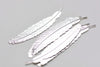 6 pcs of Shiny Silver Color Brass Feather Huge Size 24x110mm