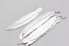 6 pcs of Shiny Silver Color Brass Feather Huge Size 24x110mm
