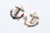Half White/Black/Pink Enamel Gold Anchor Connector Charms Set of 5