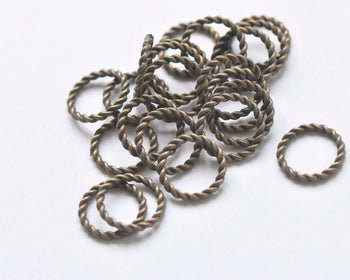 Antique Bronze Twisted Coiled Circle Ring Connectors 15mm