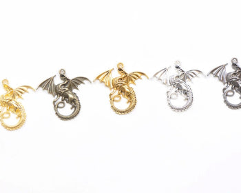 Antique Bronze/Silver/Gold/Gunmetal Flying Dragon Charms Pendants 43x47mm