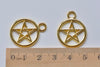 Shiny Gold Wicca Pentacle Pentagram Star Circle Charms 20mm