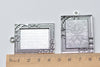 Antique Silver Rectangle Base Settings Flower Photo Frame Set of 6