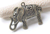 4 pcs Antique Bronze Filigree 3D Elephant Pendants 36x52mm