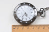 Black/Platinum Large Flat Round Pocket Watch Necklace Set of 1