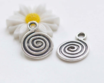 20 pcs of Antique Silver Filigree Round Coiled Spiral Charms 13x18mm A1535