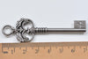 6 pcs Gunmetal Black Double Dragon Key Pendants Charms 21x70mm