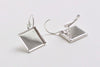 Silver Square Cabochon Earring Settings French Earwire Size 8mm/12mm/15mm