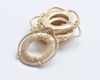 6 pcs of Matte Gold Life Saving Life Ring Charms 22x24mm
