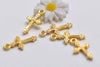 50 pcs of Gold Tone Cross Charms 11x21mm A3583