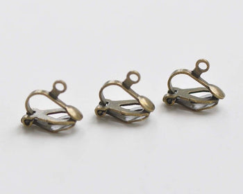 20 pcs of Antique Bronze Brass Ear Clips 12mm A816