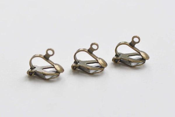 20 pcs of Antique Bronze Brass Ear Clips 12mm A816