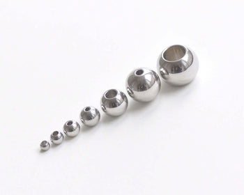 50 pcs Stainless Steel Seamless Round Loose Beads Smooth Spacer Beads 3mm-12mm